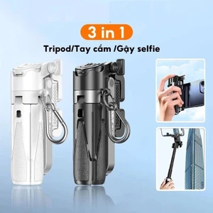 P15MINI Chân tripod mini Capgrip 3 IN 1 cho điện thoại Gậy chụp ảnh tự sướng Bluetooth có đèn trợ sáng