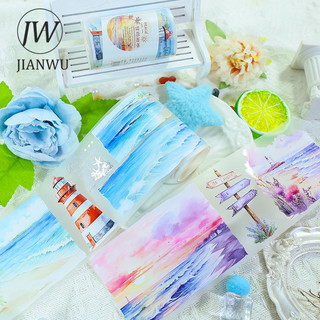 JIANWU 70mm * 200cm Sương Cát Biển Chọn Series Vintage Biển Bãi Biển Phong Cảnh Chất Liệu Cắt Băng PET Tạp Chí Sáng Tạo Văn Phòng Phẩm