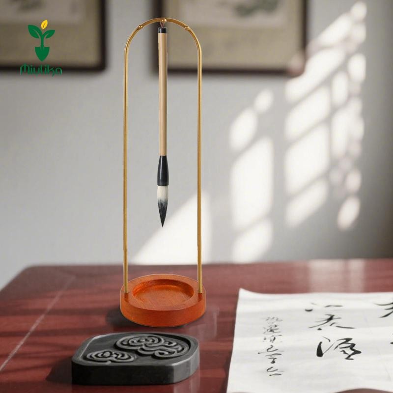 Miulika Thư Pháp Bút Đứng Bàn Chải Bút Giá Đỡ Với Đế Gỗ Để Bàn Treo Tổ Chức Cho Ký Túc Xá Phòng Học Tranh Sumi