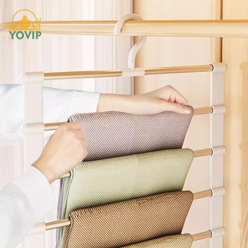 YOVIP Móc treo quần inox gập gọn, giá tiết kiệm không gian, tổ chức tủ quần áo VN