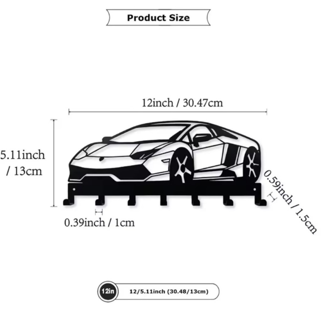 Hộp đựng chìa khóa kim loại màu đen sành điệu - 7 móc cho lối vào, gia đình & văn phòng - Móc treo chìa khóa tiết kiệm không gian bền bỉ cho chìa khóa ô tô và hơn thế nữa