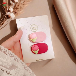Kẹp Tóc Dopamine Màu Tulip Kawaii Nhựa Hồng - Phụ Kiện Tóc Cho Bé Gái