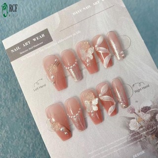 Móng tay giả ren với bột lung linh Chống Chip Móng tay giả chống nhòe cho nữ trang điểm tay hợp thời trang