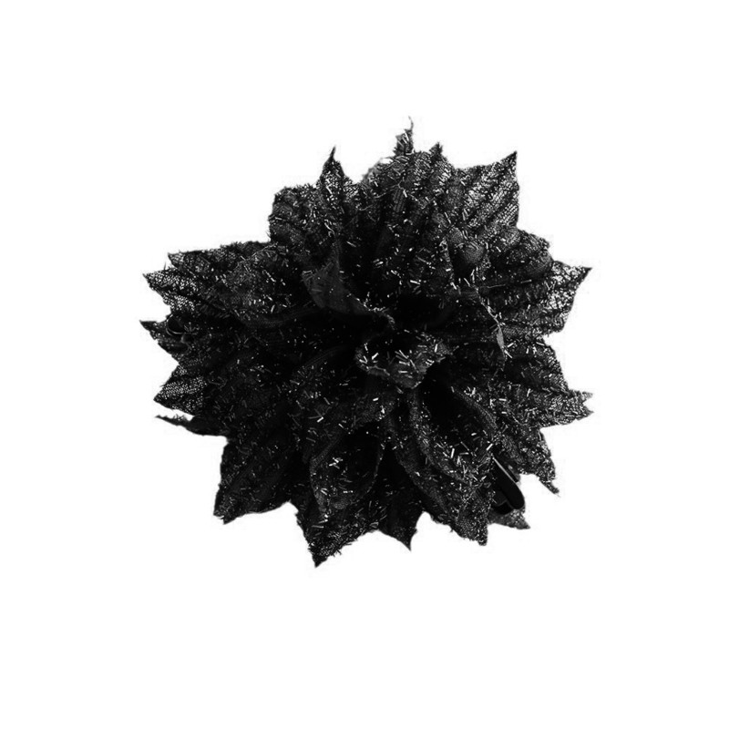 VIC Fashionable Black Mesh Flower Hair Clips For Women Shark Horse Tail Hair Clips Air Conditioning Flower Hair Patch EFYS Hair Accessories Hat