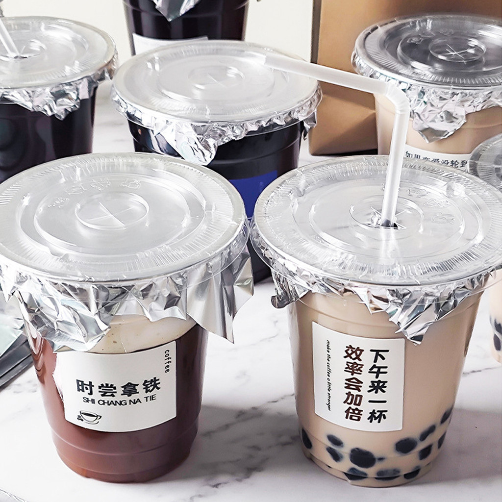 [H & L] Giấy niêm phong cốc cà phê cao cấp - Chất liệu nhôm an toàn thực phẩm với khả năng co giãn vượt trội, thiết kế chống rò rỉ cho đồ uống lắc | Có sẵn thương hiệu tùy chỉnh