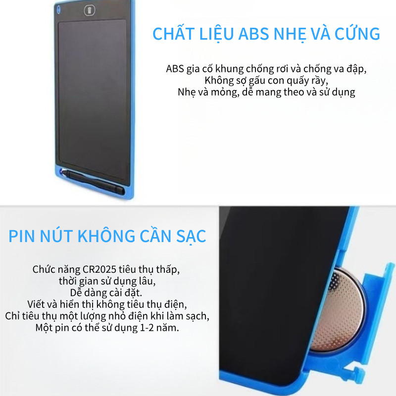 Bảng viết thông minh LCD tự xóa 12inch, 8,5 inch không bụi mịn an toàn cho bé Đồ Chơi Giáo Dục