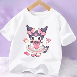 2025 Kuromi Girls Hoạt Hình Mùa Hè Tee Áo Sơ Mi Tay Ngắn Dễ Thương Và Nhẹ Cho Trẻ Em