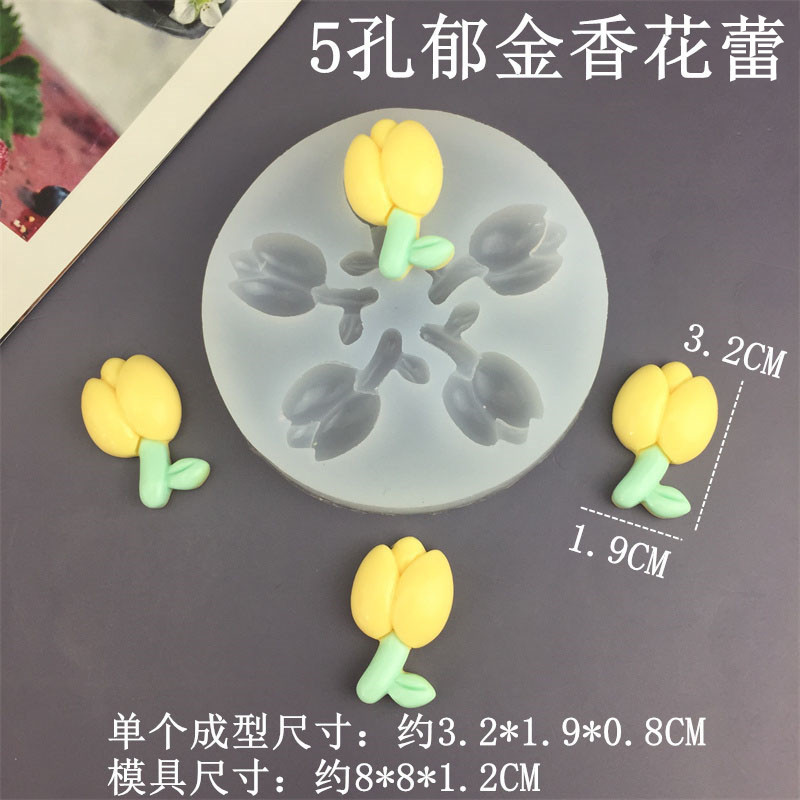 Plumeria Hoa Tulip Hoa Bud Khuôn Silicon Fondant Bánh Sô Cô La Trang Trí Khuôn