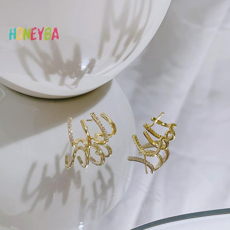 < Honeyba > 1 Đôi Bông Tai Đính Hoa Ngọc Trai Giả Hàn Quốc Pha Lê Thời Trang Nữ Trang Sức Thanh Lịch Tiệc Hàng Ngày Bông Tai Đuôi Cá Với Ngọc Trai Bốn Móng Vuốt Tai Hàng Bông Tai Quà Tặng