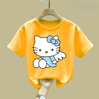 2025 Áo thun trẻ em hoạt hình Hello Kitty Loose Fit Summer Tee cho bé trai và bé gái Thiết kế dễ thương