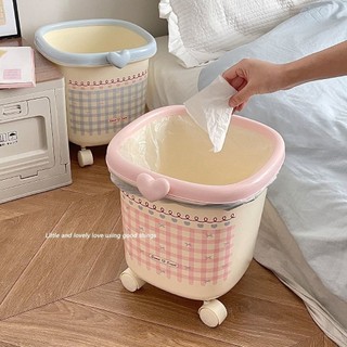 Thùng Rác Dễ Thương Có Bánh Xe Giá Rẻ Báo Chí Vòng Giỏ Giấy Ký Túc Xá Hộ Gia Đình Phòng Ngủ Phòng Khách Lưu Trữ Lớn Thùng Rác 8.3 WU2Z