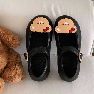 Xixitiao Nơ Gấu Đế Dày Mùa Hè Mary Jane Giày Ba Lê Nữ