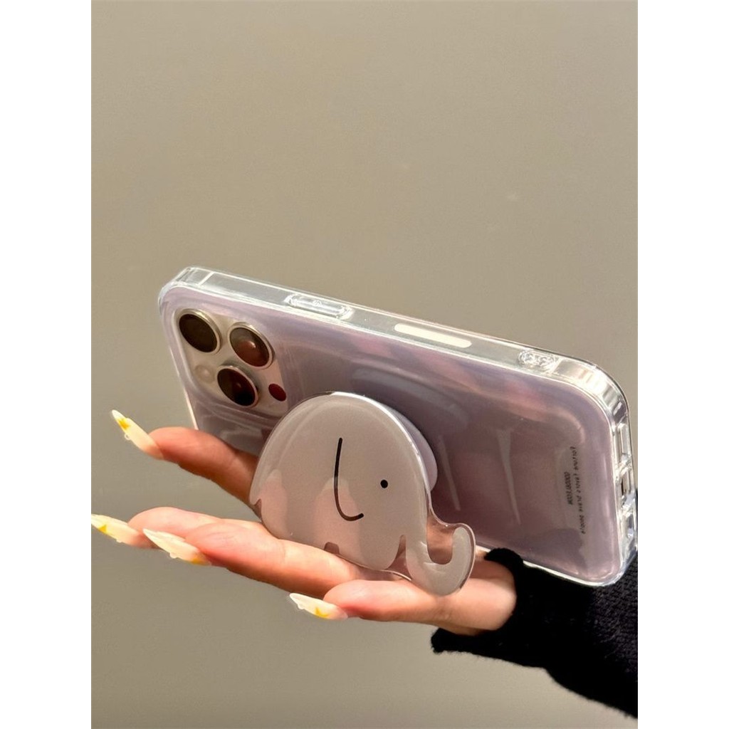 【✨Spot】[Ốp điện thoại màu tím + Chân đế hình voi]ốp lưng iphone 16promax /15pro/14plus/13, chống sốc
