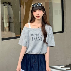 Mutu Áo Thun Nữ Màu Trắng Cổ Chữ V Thiết Kế Hiện Đại Phù Hợp Mặc Hàng Ngày Mùa Hè 2026