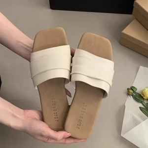 phong cách Hàn Quốc Dép sandal nữ đế mềm quai ngang đi biển mẫu hot