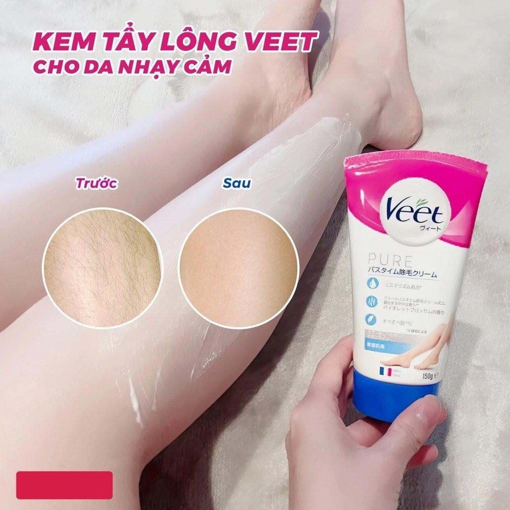 Kem tẩy lông veet 150g Nhật Bản an toàn dành cho da nhạy cảm vùng nách, bikini, bụng, chân