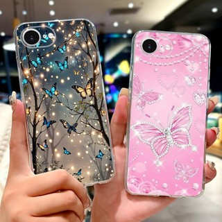 Dành Cho iPhone 16e SE 2025 Ốp điện thoại Hoa Thời Trang Mới Bướm Mềm Trong Suốt Silicon Ốp điện thoại Cho iPhone16e 5G A3212 SE4 Vỏ