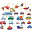 Decal dán tường ô tô các loại cho bé - Tranh dán tường (4 hình to và 4 hình nhỏ) gổm 2 tờ 32*43