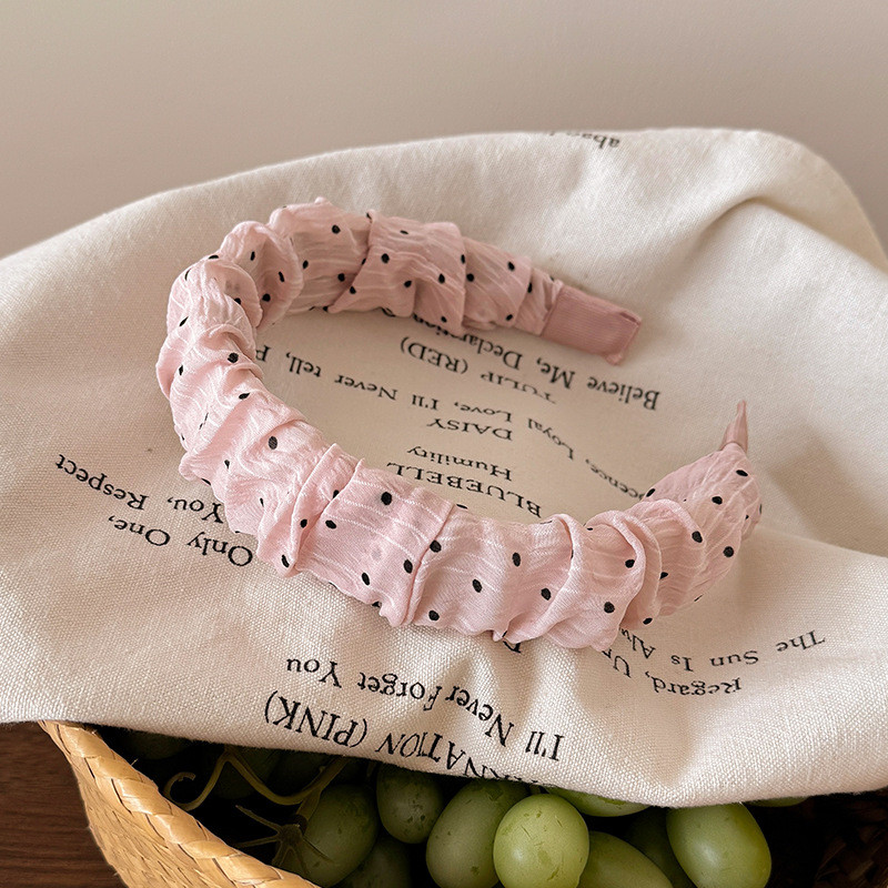 Sweet Pink Polka Dots Hair Hoop Nữ Băng đô rộng