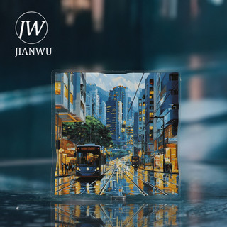 JIANWU The Hazy Rainy Series Vintage City Cây Đường Phố Vật Liệu Phong Cảnh Cắt Dán PET Sáng Tạo DIY Tạp Chí Văn Phòng Phẩm