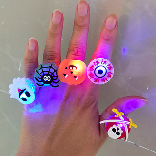 10 Chiếc Halloween Phát Sáng Nhẫn & Đèn LED Nhấp Nháy Bí Ngô Ngón Tay Đèn Ngủ Vòng Tay Vui Vẻ Đồ Chơi Trẻ Em Cho Đêm Ma Quái