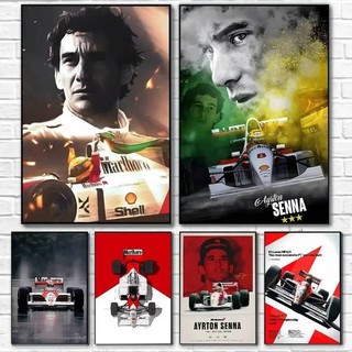 Áp phích đua xe Ayrton Senna Formula One, tranh canvas, áp phích in, nhà, phòng ngủ, trang trí phòng khách, quà tặng