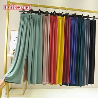 Quần ống rộng nữ modal co giãn, trơn, dáng thẳng, 2024 xuân hè, legging thường ngày