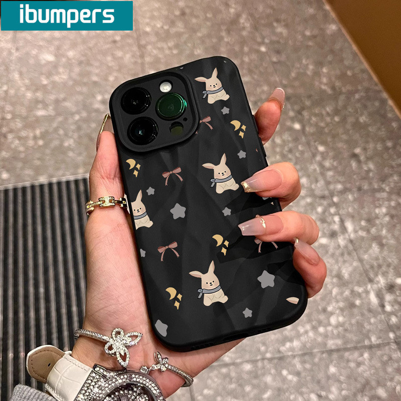 ibumpers Ốp lưng Iphone Hàn Quốc Coquette Hồng nơ Thỏ In Hình nhám Ốp Điện Thoại Mỏng Silicone Mềm Chống Bẩn Chống Sốc Cho Iphone 15 14 12 13 11 Pro Max IP 7 8 Plus Iphon X XS XR Xs Max