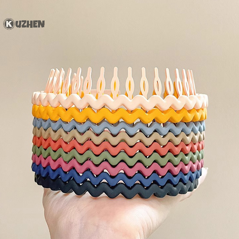 Kuzhen Nữ Đơn Giản Nhiều Màu Sắc Mờ Răng Băng Đô Quấn Tóc Gãy Hoàn Thiện Tóc Ngoài Trời Vòng Mũ Phụ Kiện Tóc Thời Trang HOT