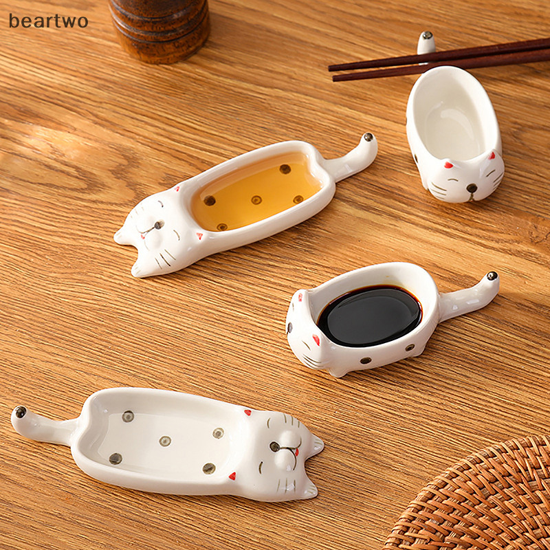 < Beartwo > Đĩa gia vị sốt đậu nành cà chua mù tạt dễ thương có tay cầm cho nhà hàng tại nhà đẹp