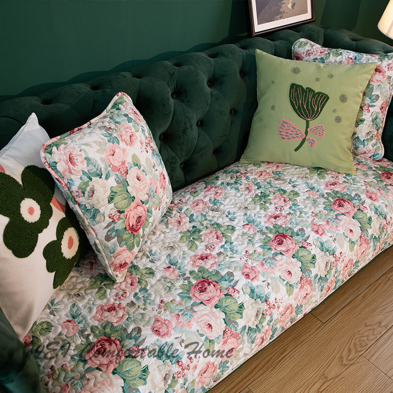 Đệm sofa cotton, khăn sofa bốn mùa, khăn lưng sofa chữ L, đệm 123 người