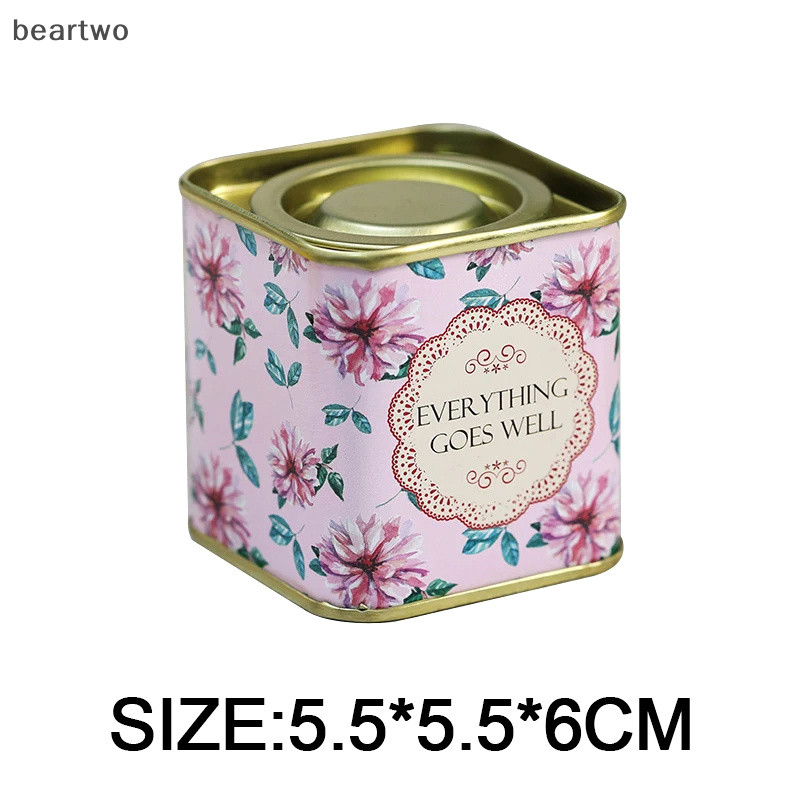 < Beartwo > Hộp Bảo Quản Kín Vuông Teaware Lá Trà Có Thể Jar Thiếc Sắt Kẹo Có Thể Vintage Hộp Trang Sức Nhà Bếp Cà Phê Đường Hộp Đựng Đẹp