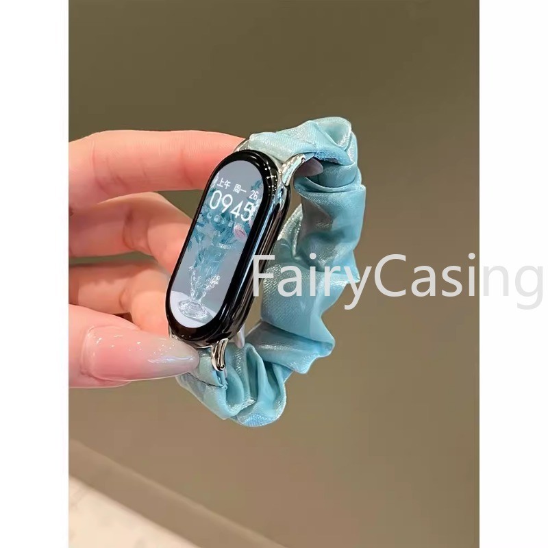 Dây Đeo Tay Đàn Hồi Cho Xiaomi Mi Band 10 9 8 NFC Dây Đeo Nữ Scrunchies Vòng Tay Thay Thế Cho MiBand 9 Correa Dây Mềm