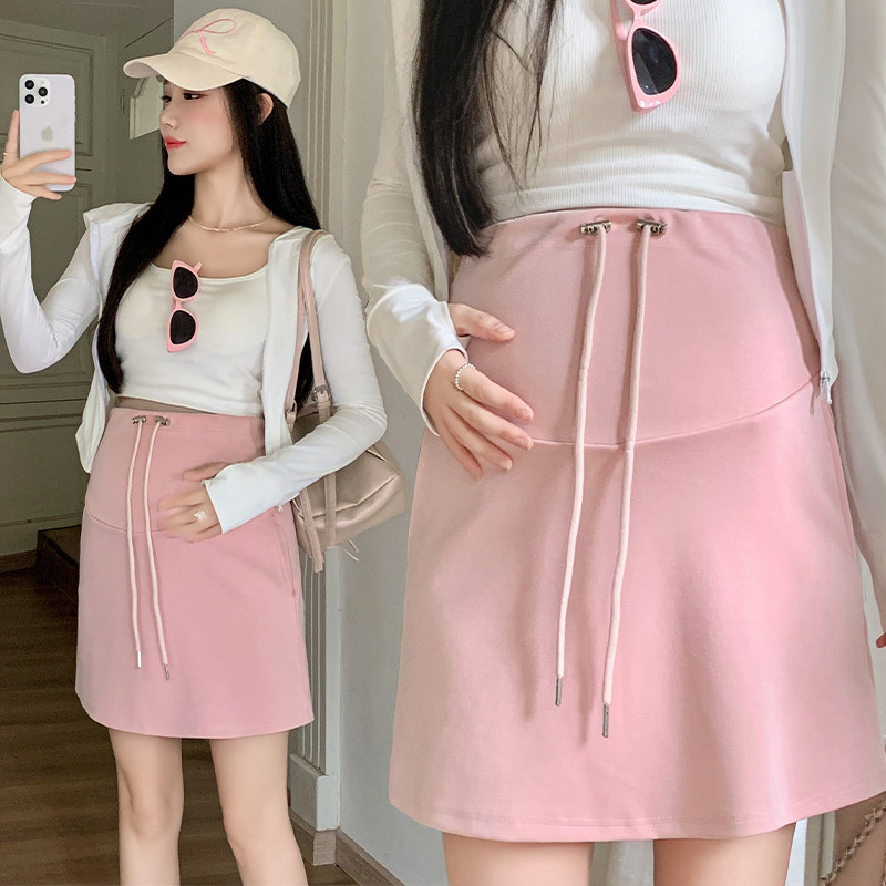 Váy bà bầu mùa hè Sản phẩm mới Dây rút Váy gói hông phù hợp