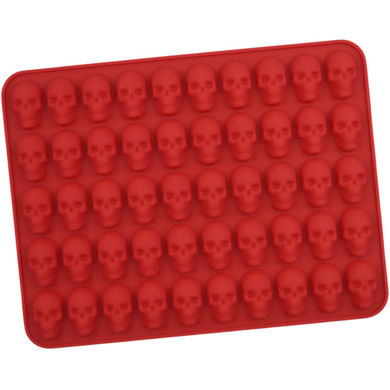 50 Lỗ Đầu Lâu Khuôn Silicon Khuôn Socola Halloween Chi Tiết Khuôn Tự Chế Lưới Đá Khuôn Niêm Phong Hạt Sáp Khuôn Fondant Khuôn Tự Làm Khuôn Nướng Bánh