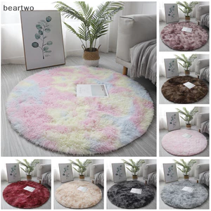 < Beartwo > Thảm trải giường lông cừu giả mềm hình tròn có thể giặt được bằng len Thảm đầu giường đẹp