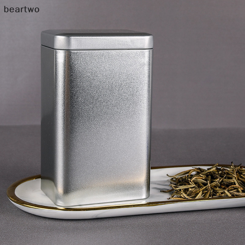 < Beartwo > Hộp đựng trà vuông cổ điển bằng kim loại Hộp đựng thực phẩm kẹo có nắp hộp đóng gói Hộp đựng đẹp