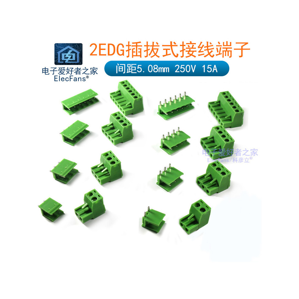 10x KF2EDG Klemmenblöcke 5.08mm Raster - Steckbare 2-Polige Verbinder Grün - Ideal Für Elektroprojekte