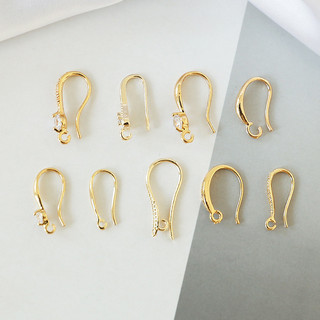 Túi đồng vàng 18K giữ màu 14k đơn giản móc tai nạm đá Zircon Dây treo trang sức thủ công diy Hoa tai Chất liệu phụ kiện