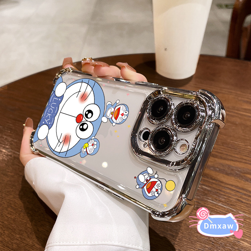 Ốp lưng Doremon chống rơi dễ thương cho iPhone 15 Pro Max 14 Plus 13 12 11 Pro Max X XR XS Max Vỏ trong suốt Vỏ bảo vệ Phim hoạt hình Vỏ mềm trong suốt