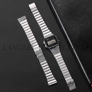 Dây đeo đồng hồ cổ điển Dây đeo đồng hồ bằng thép không gỉ 18mm 20mm cho Casio F-91W SGW400 F84 F105 108 A158W 168 AE1200 AE 1300 Dây đeo đồng hồ dành cho nữ Dây đeo cổ tay họa tiết tre