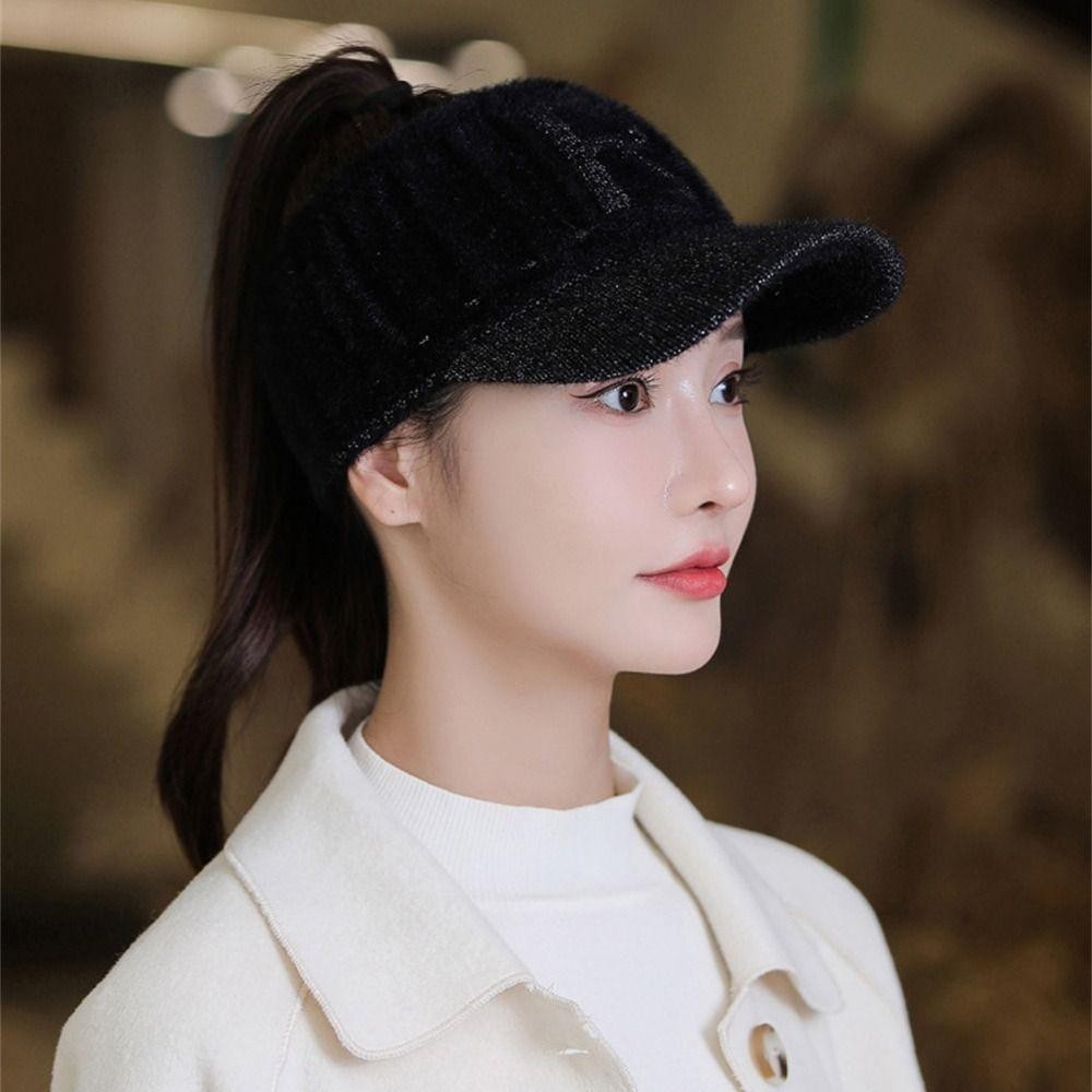 Mũ rỗng THFENG dệt kim ấm áp mùa đông, phù hợp mũ bóng chày chống lạnh cho nữ