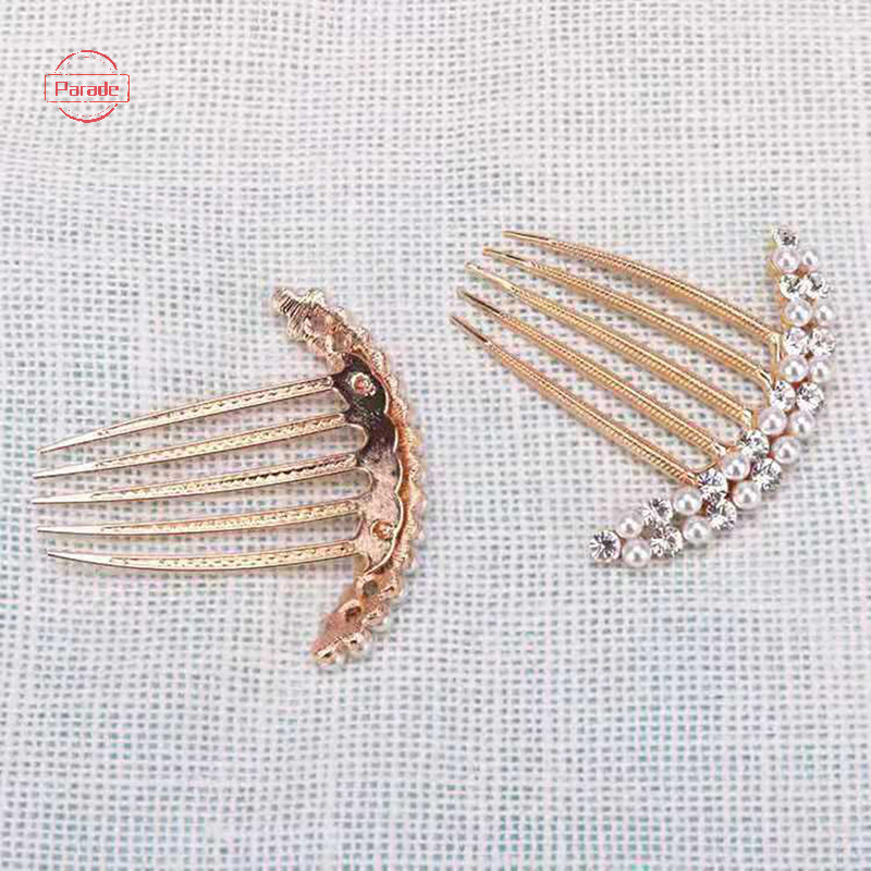 Diễu Hành 5 Răng Tóc Bên Lược Ngọc Trai Pha Lê Kẹp Tóc Lược Cưới Cô Dâu Kim Cương Giả Ngọc Trai Pha Lê Lược Tóc Móng Vuốt Kẹp Tóc Đồ Trang Trí Tóc Phụ Kiện VN