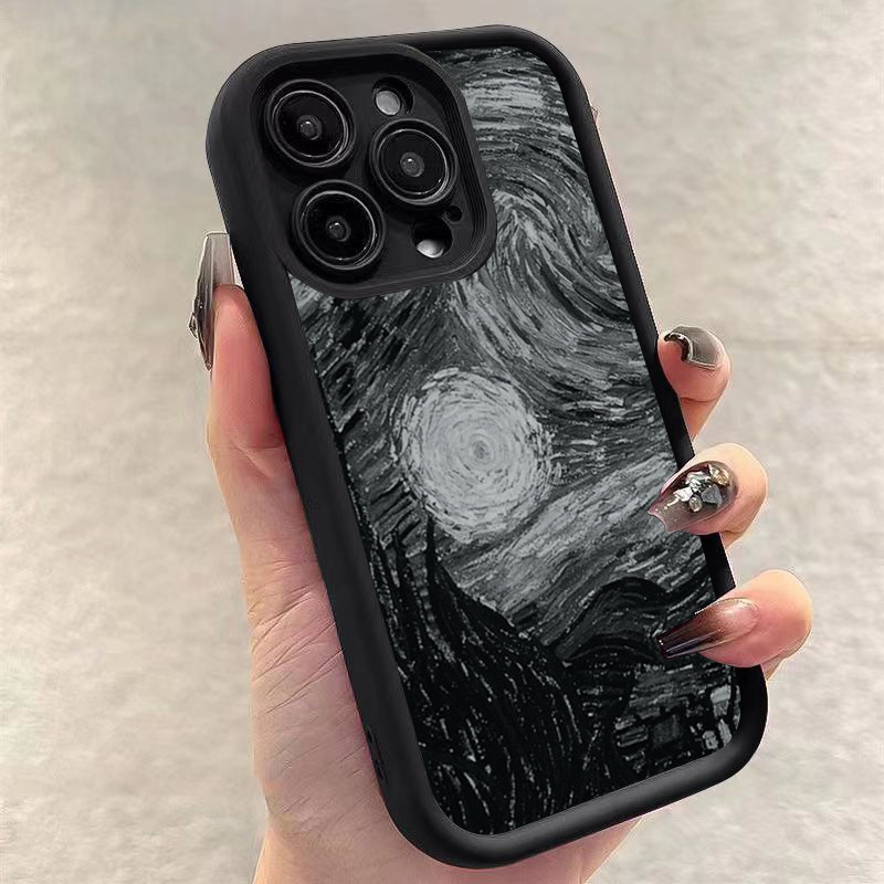 Dành Cho iPhone 15 Pro Max 11 13 14 12 Pro iPhone 7 8 Plus XS Max X XR 12 13 Mini SE2022 Đêm Đầy Sao Retro Bộ Sưu Tập Hộp CD Chống Sốc Matte Silicon Mềm