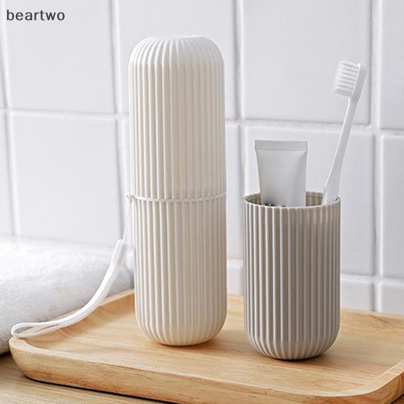 < Beartwo > Cốc nước súc miệng du lịch, Hộp đựng bàn chải đánh răng và kem đánh răng, Cốc đánh răng di động du lịch, Bộ vệ sinh du lịch đẹp