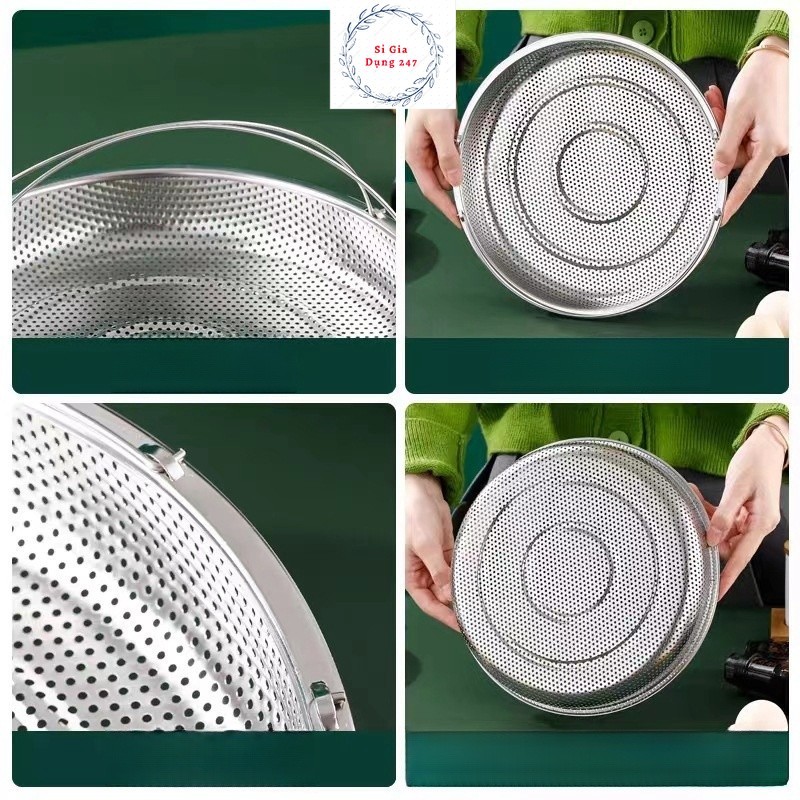 Rổ Hấp Bằng Thép Không Gỉ Đa Chức Năng Có Tay Cầm Cho Nhà Bếp 20cm (H60)