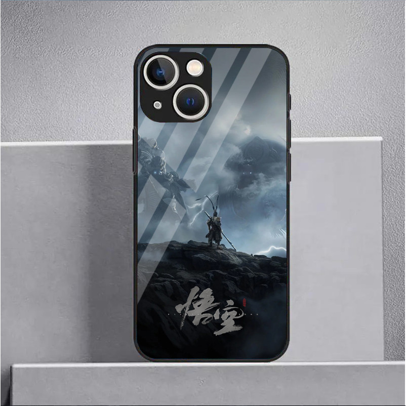 Black myth wukong 02 Kính Cường Lực Ốp Lưng Điện Thoại IPhone 15 14 13 12 11 Pro XS Max Plus Mini X XR 8 7 6s SE2 / 3 Cover