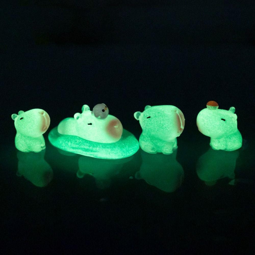 PWSEND Bức tượng Capybara thu nhỏ, Nhựa trang trí ô tô Tượng Capybara phát sáng, Phong cảnh vi mô dễ thương Phụ kiện DIY Đồ chơi Động vật nhỏ Lễ hội tiệc