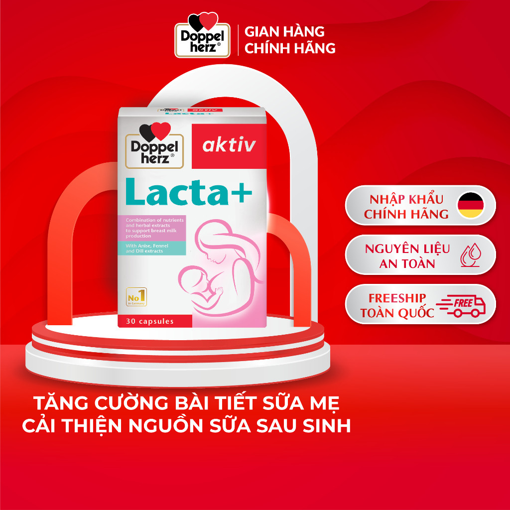 Viên uống lợi sữa Doppelherz Aktiv Lacta+ hỗ trợ cải thiện nguồn sữa mẹ ...