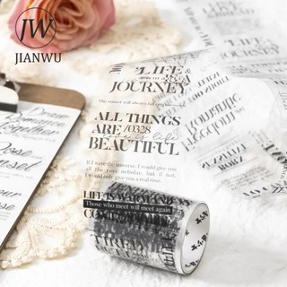 Jianwu 60mm * 200cm Lãng Mạn Dòng Chữ Vintage Tiếng Anh Văn Bản Chất Liệu Cắt Băng PET Sáng Tạo DIY Tạp Chí Văn Phòng Phẩm